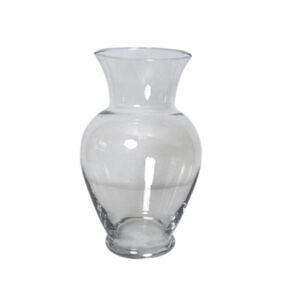 Clear Glass Flower Vase With Wide Flared Rim & Sturdy Base